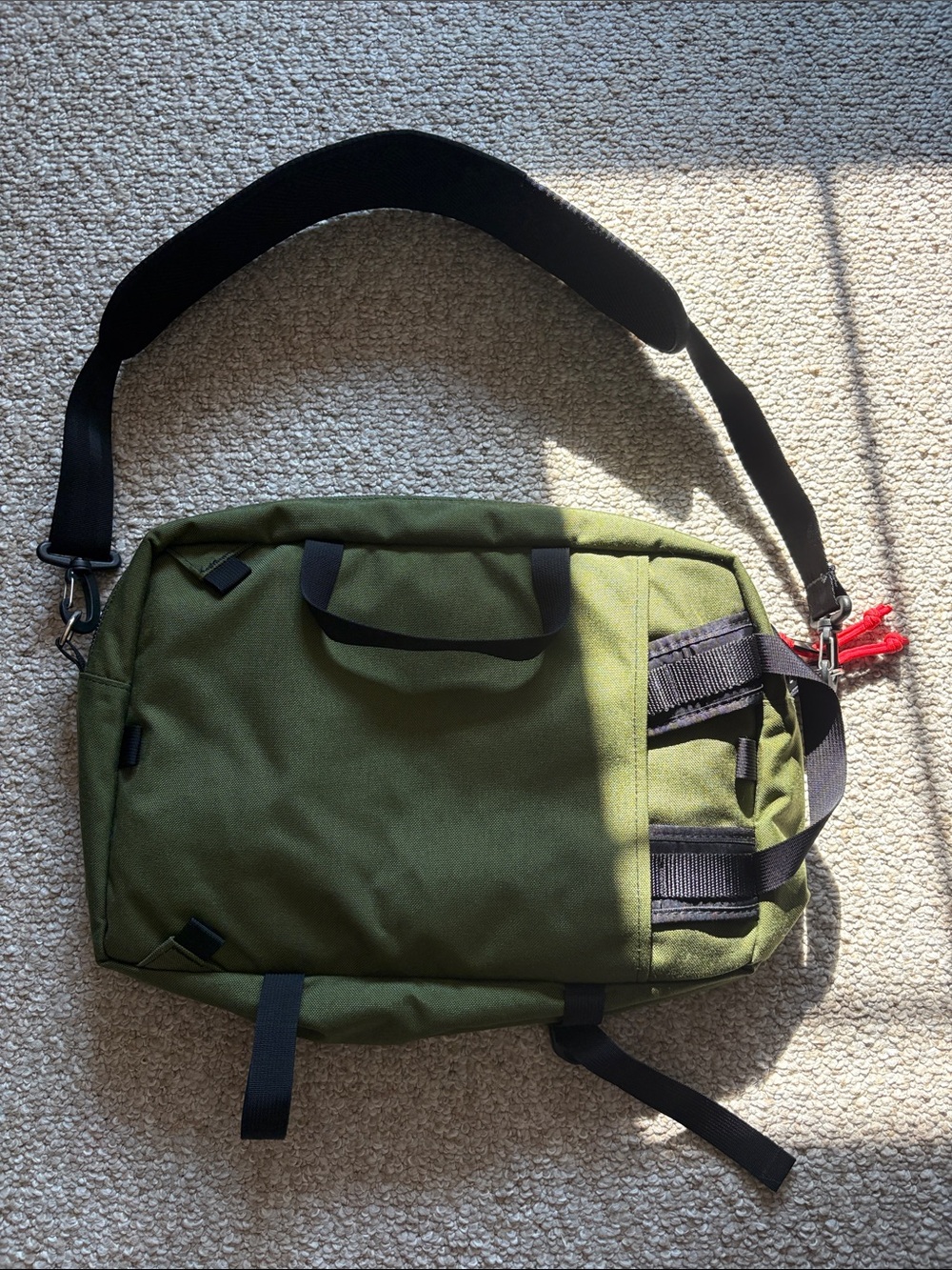 Topo Designs Olive Green Messenger Bag with Tan Lash Tabs - Picture 2 of 4